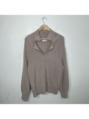 Gentle Fawn Fuzzy Collared V Neck Pullover Sweater Size Small